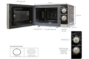 Lò Vi Sóng Sharp R-203VN-M - 20L (Bạc) - Hàng chính hãng